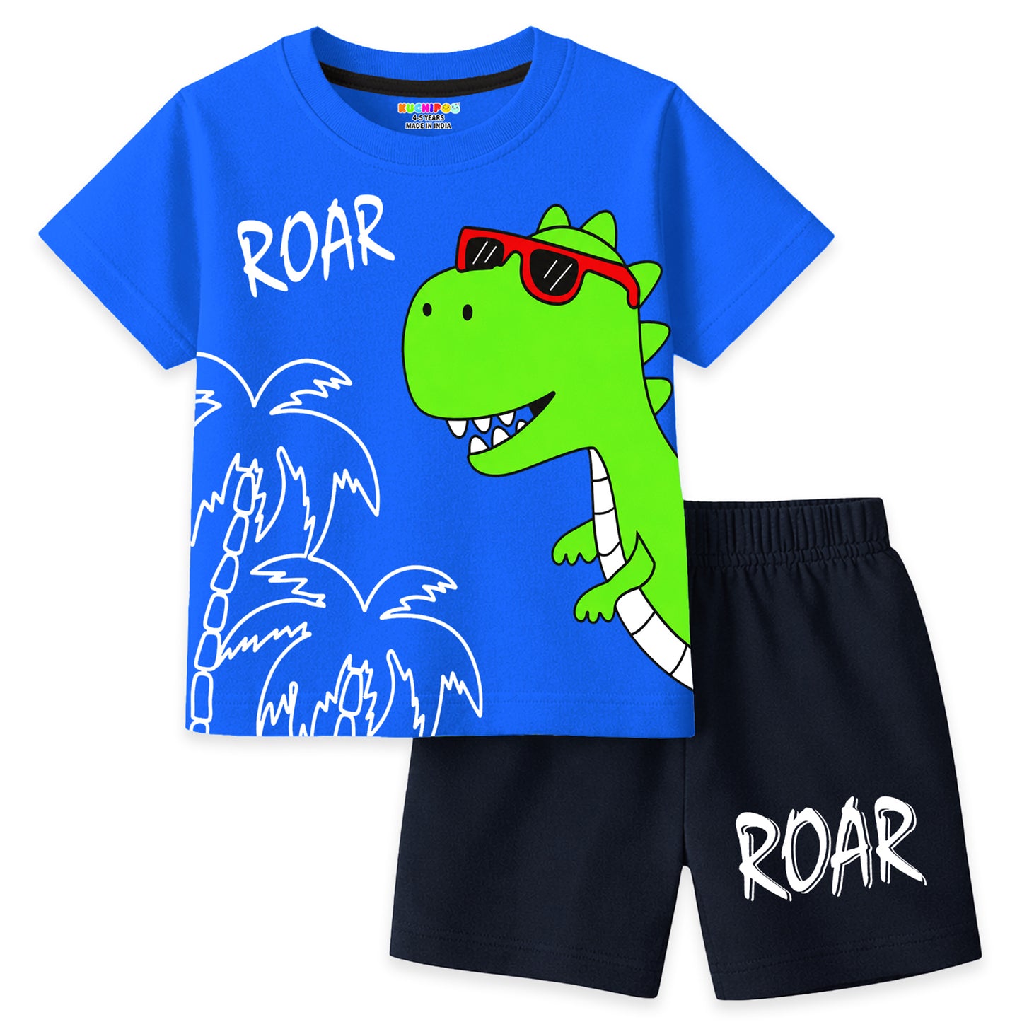 Kuchipoo Boys Cotton T-Shirt & Shorts | Printed Summer Wear Set | Soft & Comfortable Kids Clothing | Pack of 3