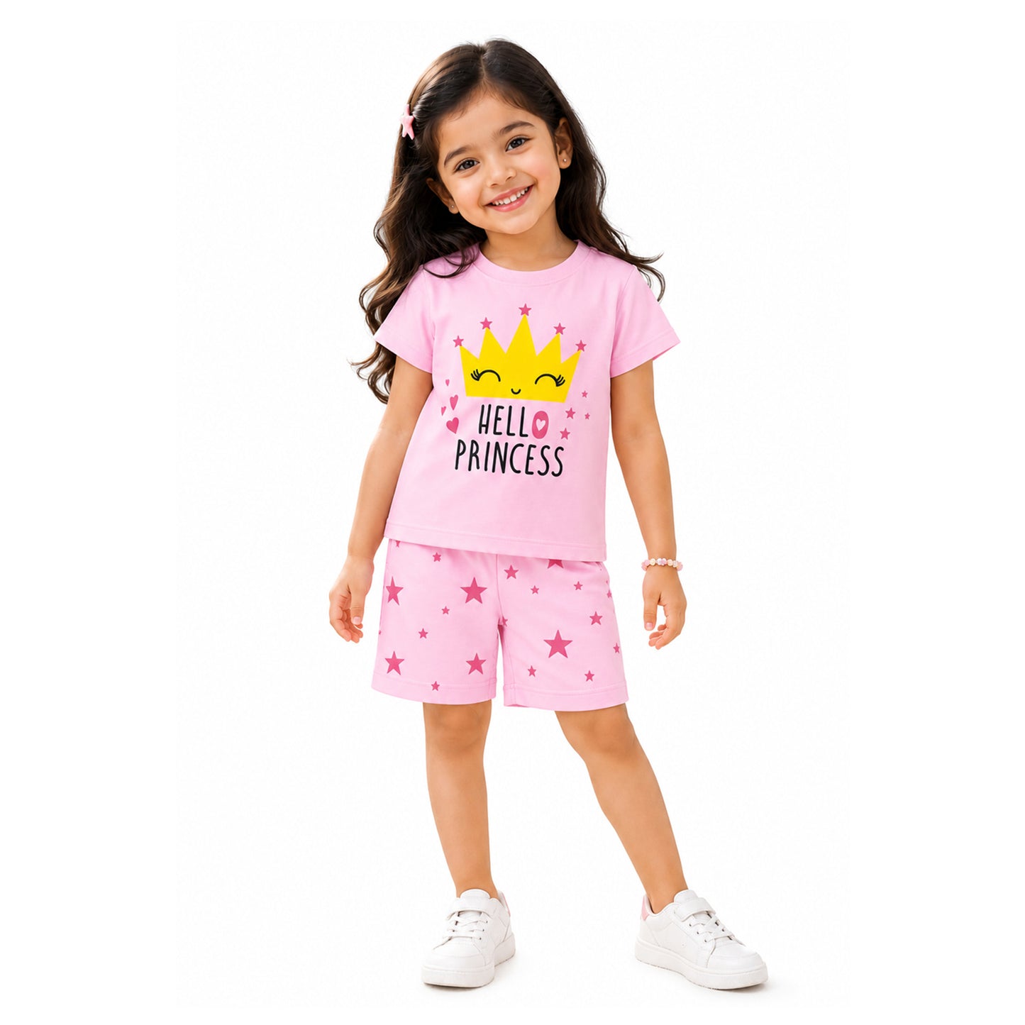 Kuchipoo Girls Cotton T-Shirt & Shorts | Printed Summer Wear Set | Soft & Comfortable Kids Clothing | Pack of 3