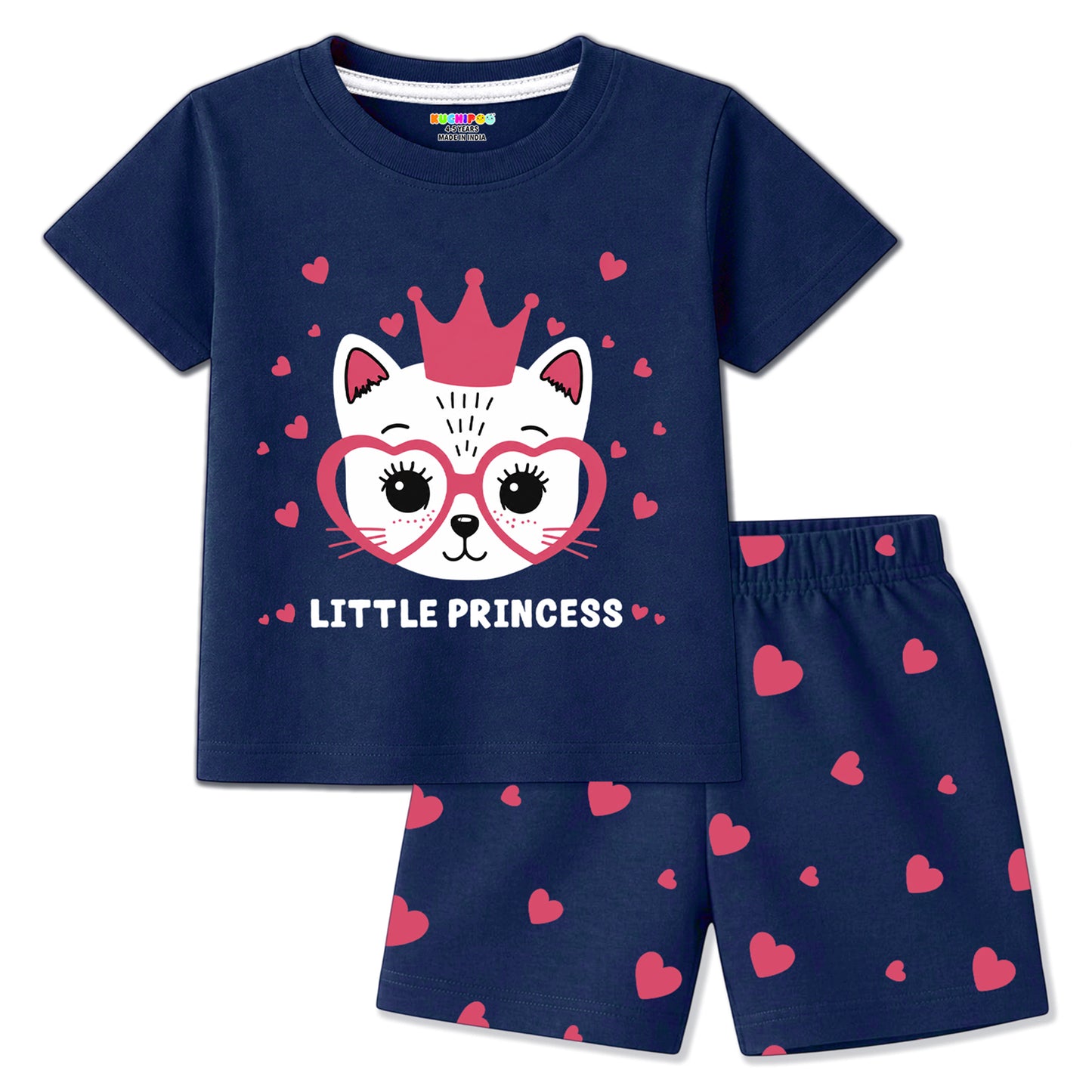 Kuchipoo Girls Cotton T-Shirt & Shorts | Printed Summer Wear Set | Soft & Comfortable Kids Clothing | Pack of 3