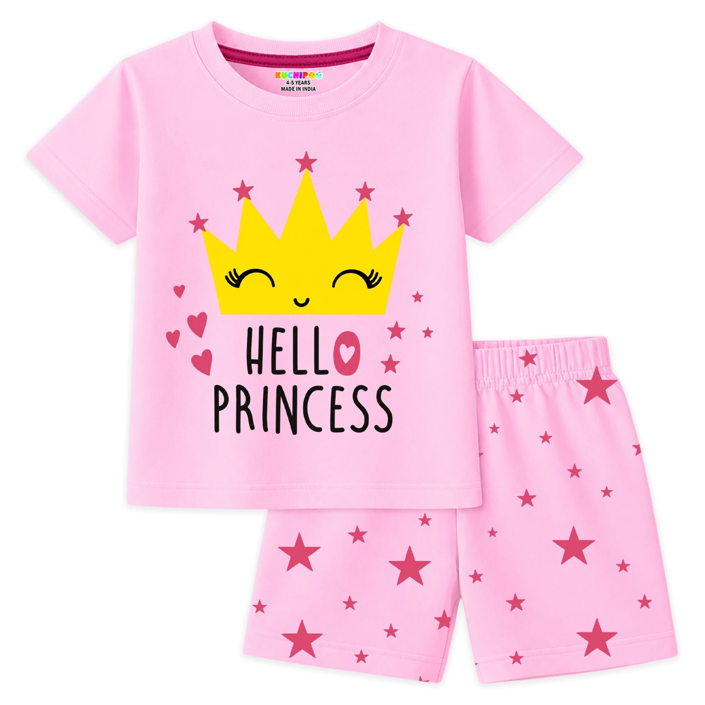 Kuchipoo Girls Cotton T-Shirt & Shorts | Printed Summer Wear Set | Soft & Comfortable Kids Clothing | Pack of 3