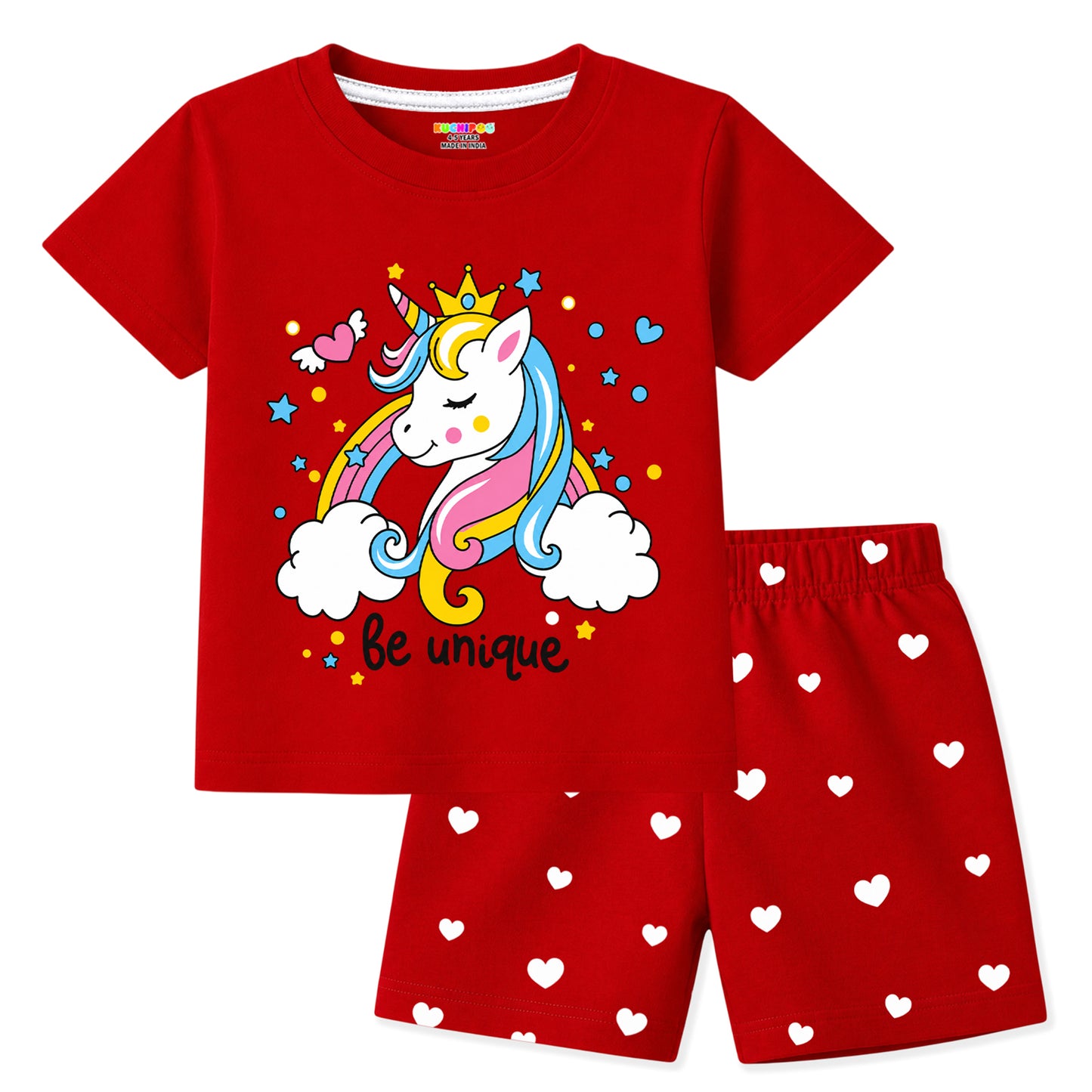Kuchipoo Girls Cotton T-Shirt & Shorts | Printed Summer Wear Set | Soft & Comfortable Kids Clothing | Pack of 3