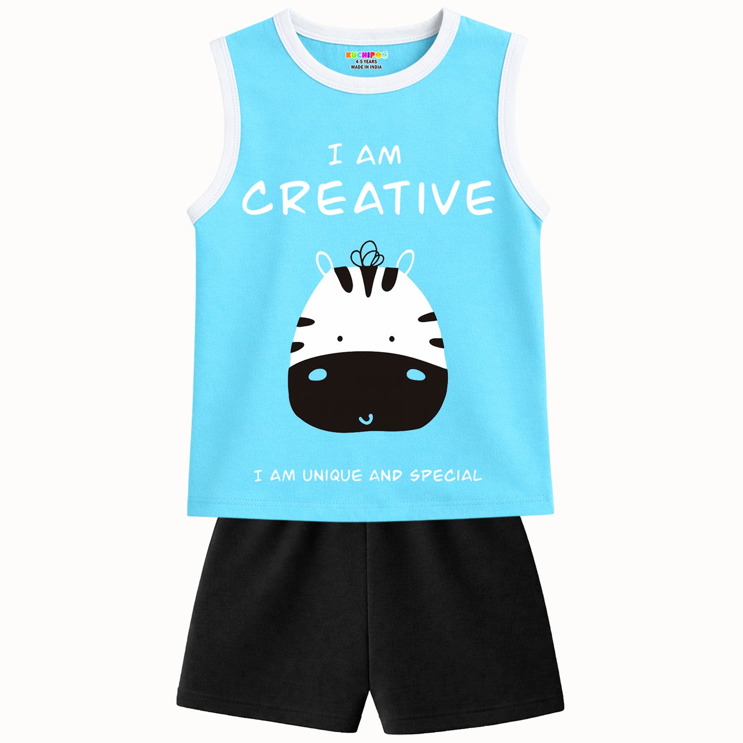Kuchipoo Kids Sleeveless Cotton Tshirt & Shorts Set | Printed Summer Co-Ord Sets for Boys | Pack of 3