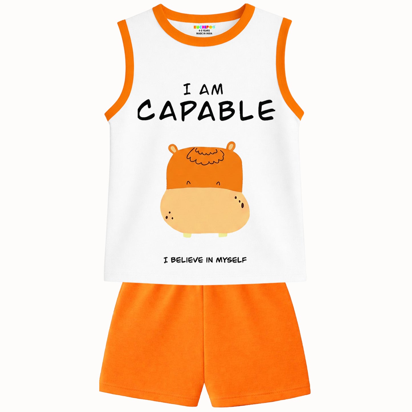 Kuchipoo Kids Sleeveless Cotton Tshirt & Shorts Set | Printed Summer Co-Ord Sets for Boys | Pack of 3