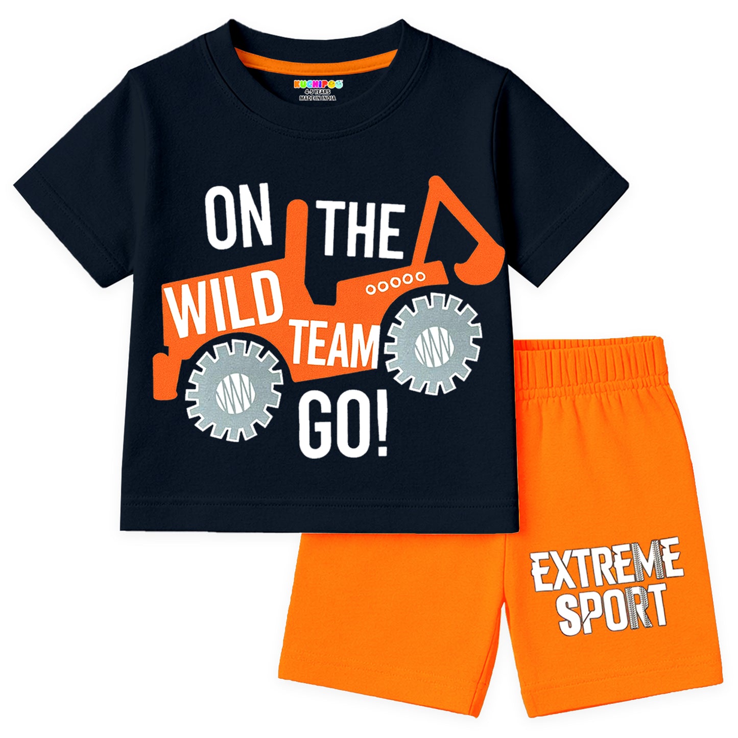 Kuchipoo Boys Cotton T-Shirt & Shorts | Printed Summer Wear Set | Soft & Comfortable Kids Clothing | Pack of 3