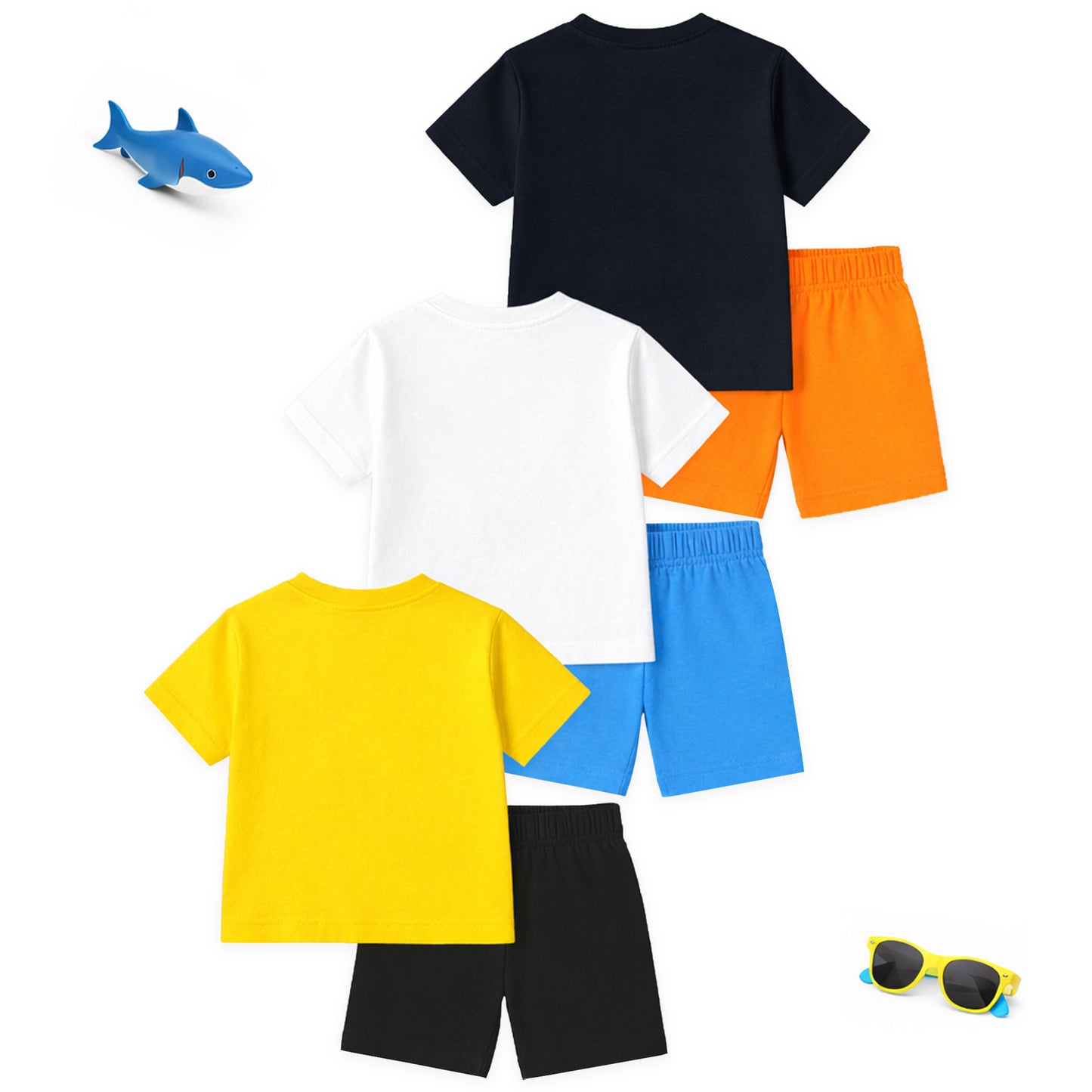 Kuchipoo Boys Cotton T-Shirt & Shorts | Printed Summer Wear Set | Soft & Comfortable Kids Clothing | Pack of 3