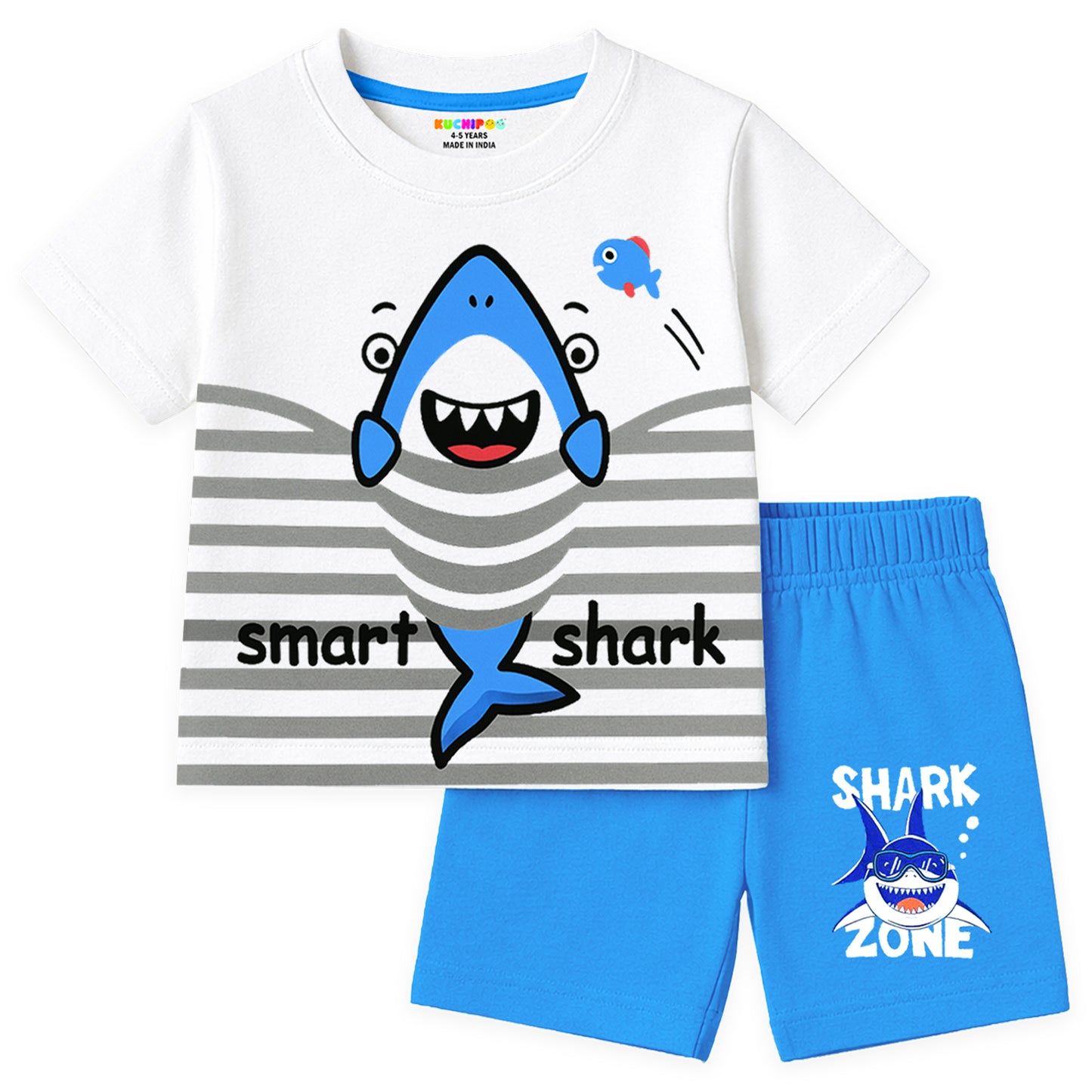 Kuchipoo Boys Cotton T-Shirt & Shorts | Printed Summer Wear Set | Soft & Comfortable Kids Clothing | Pack of 3