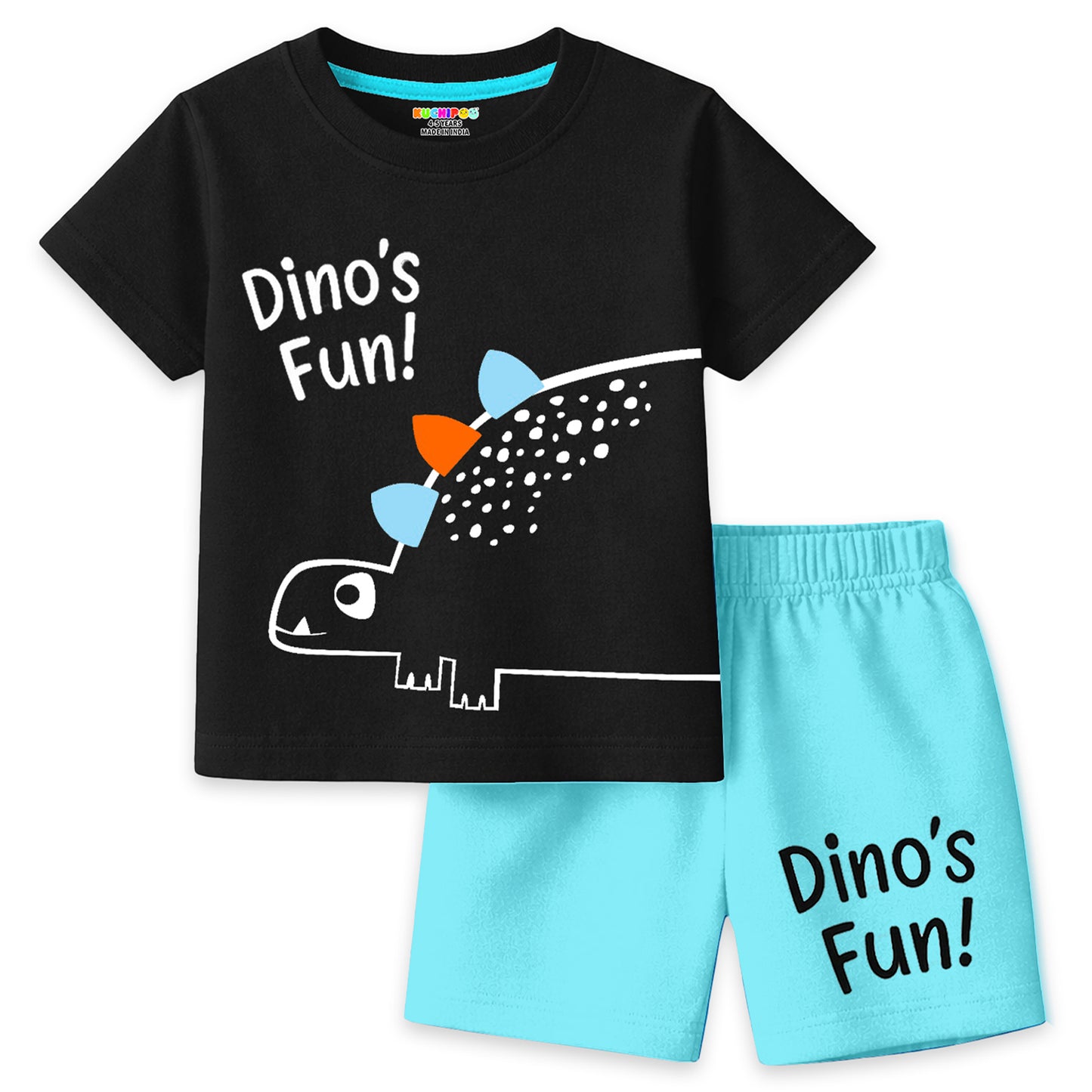 Kuchipoo Boys Cotton T-Shirt & Shorts | Printed Summer Wear Set | Soft & Comfortable Kids Clothing | Pack of 3