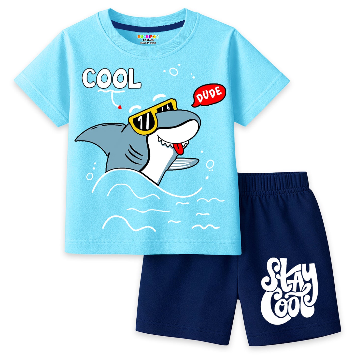 Kuchipoo Boys Cotton T-Shirt & Shorts | Printed Summer Wear Set | Soft & Comfortable Kids Clothing | Pack of 3