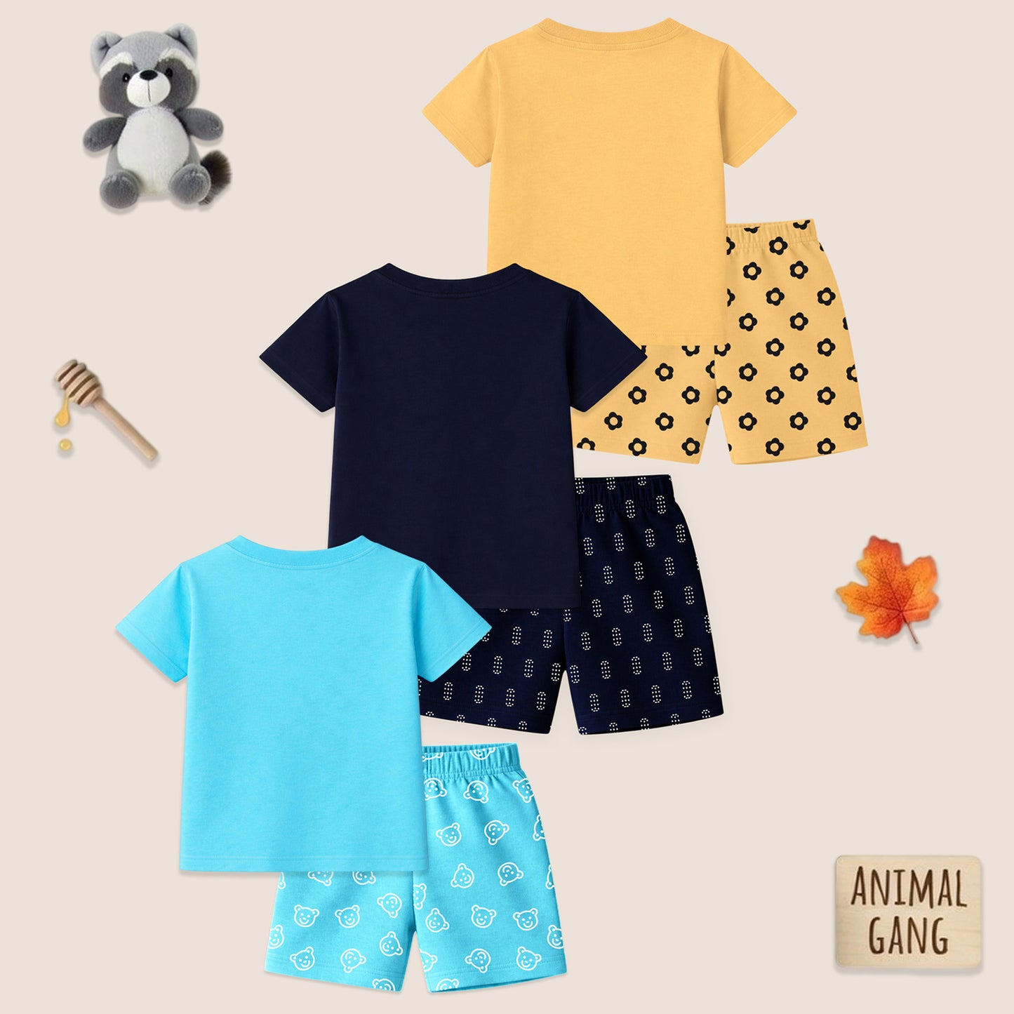 Kuchipoo Boys and Girls Cotton T-Shirt & Shorts | Printed Summer Wear Set | Soft & Comfortable Kids Clothing | Pack of 3