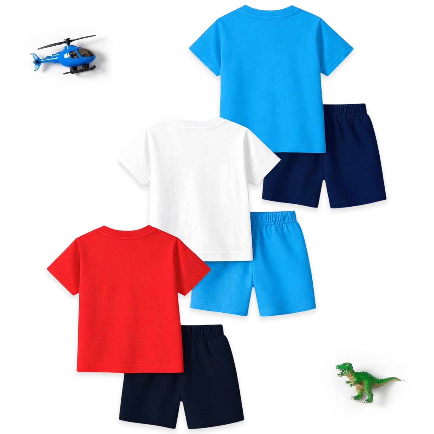 Kuchipoo Boys Cotton T-Shirt & Shorts | Printed Summer Wear Set | Soft & Comfortable Kids Clothing | Pack of 3