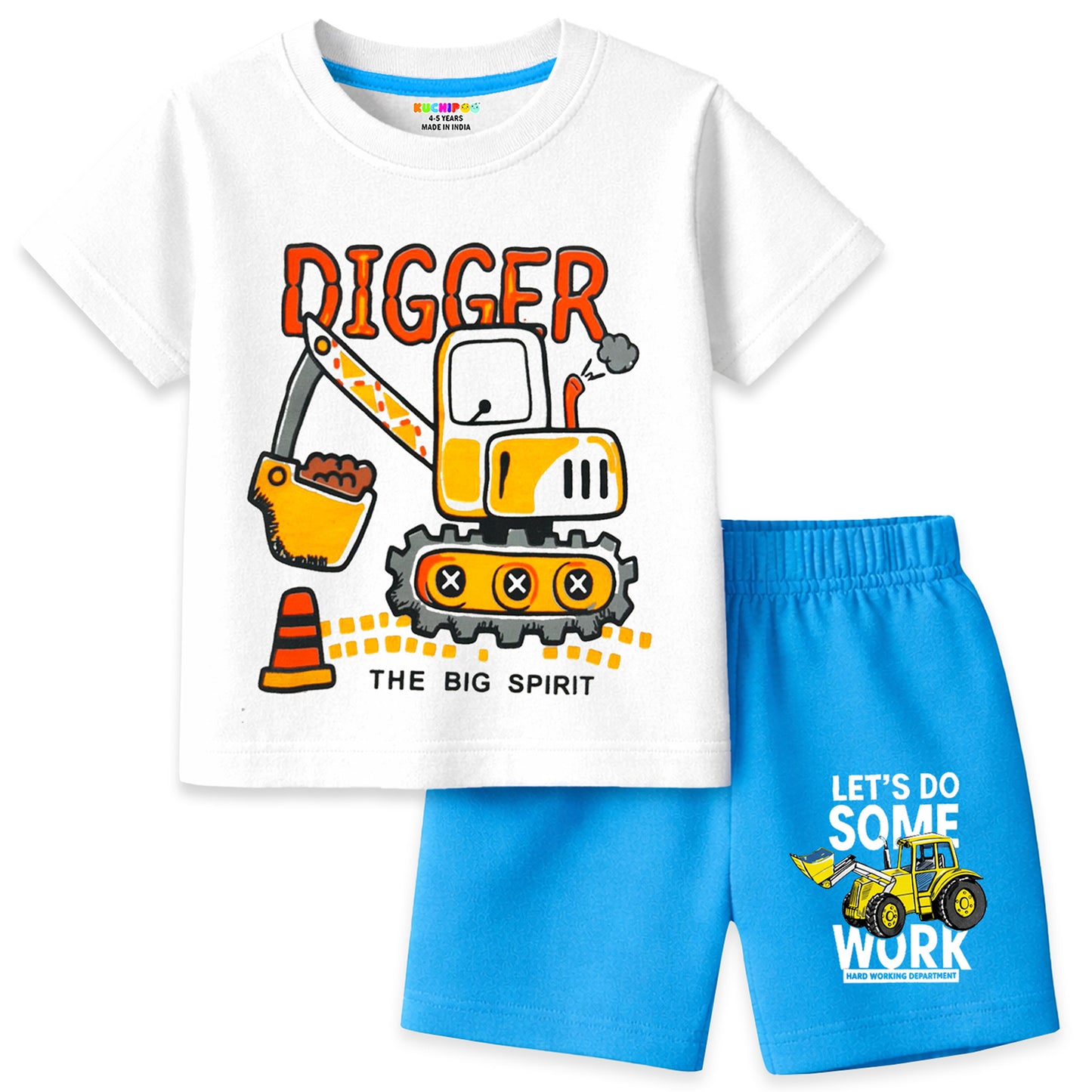 Kuchipoo Boys Cotton T-Shirt & Shorts | Printed Summer Wear Set | Soft & Comfortable Kids Clothing | Pack of 3