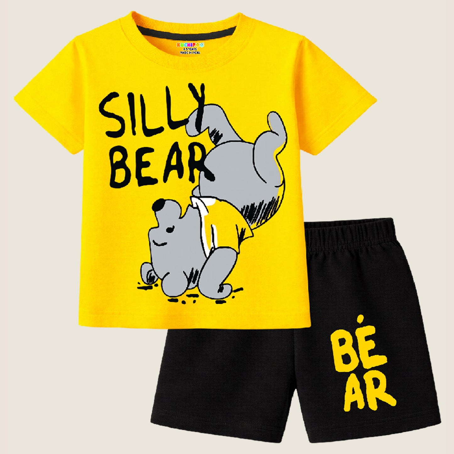 Kuchipoo Boys Cotton T-Shirt & Shorts | Printed Summer Wear Set | Soft & Comfortable Kids Clothing | Pack of 3