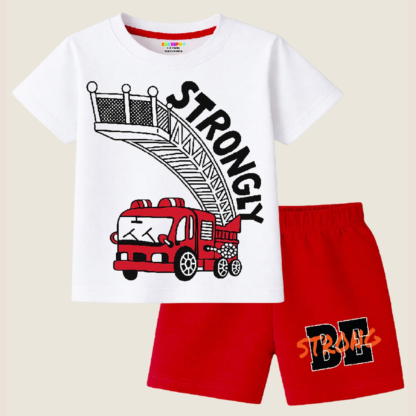 Kuchipoo Boys Cotton T-Shirt & Shorts | Printed Summer Wear Set | Soft & Comfortable Kids Clothing | Pack of 3
