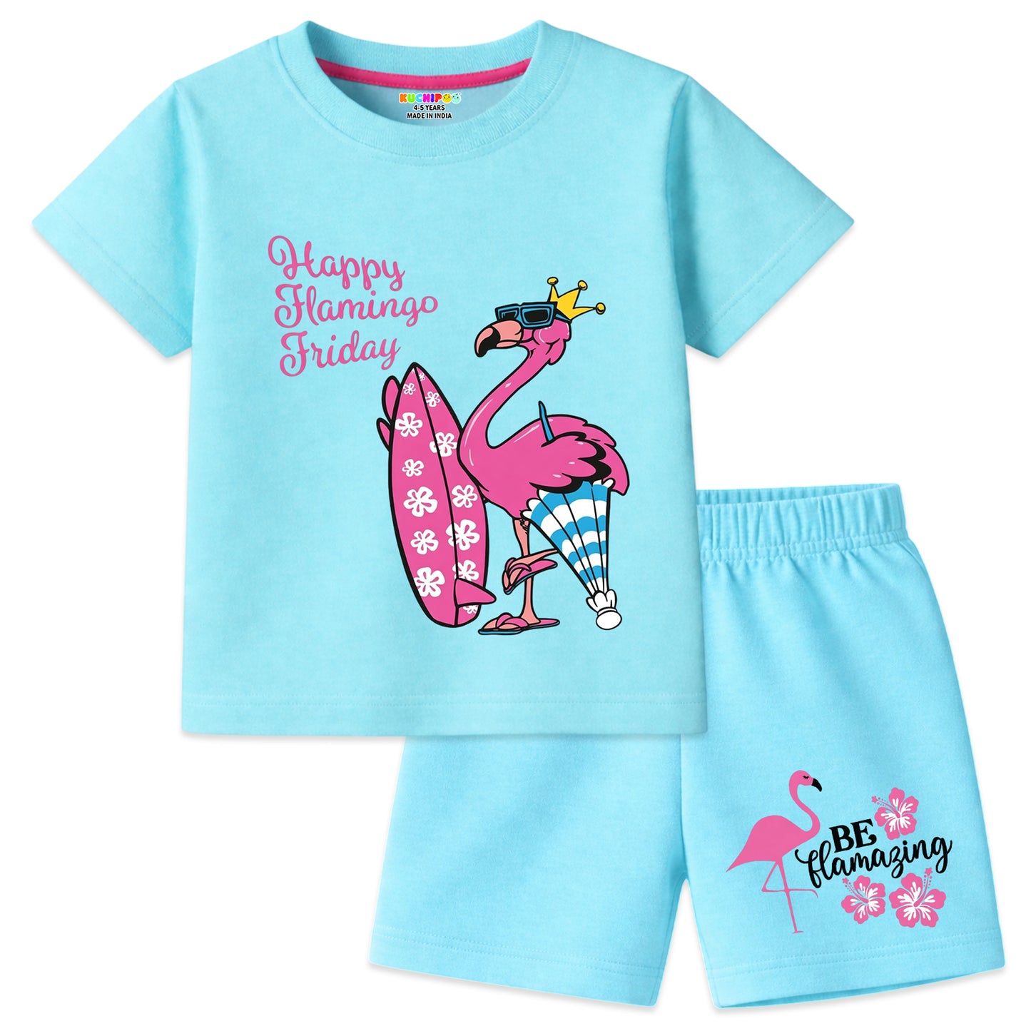 Kuchipoo Girls Cotton T-Shirt & Shorts | Printed Summer Wear Set | Soft & Comfortable Kids Clothing | Pack of 3
