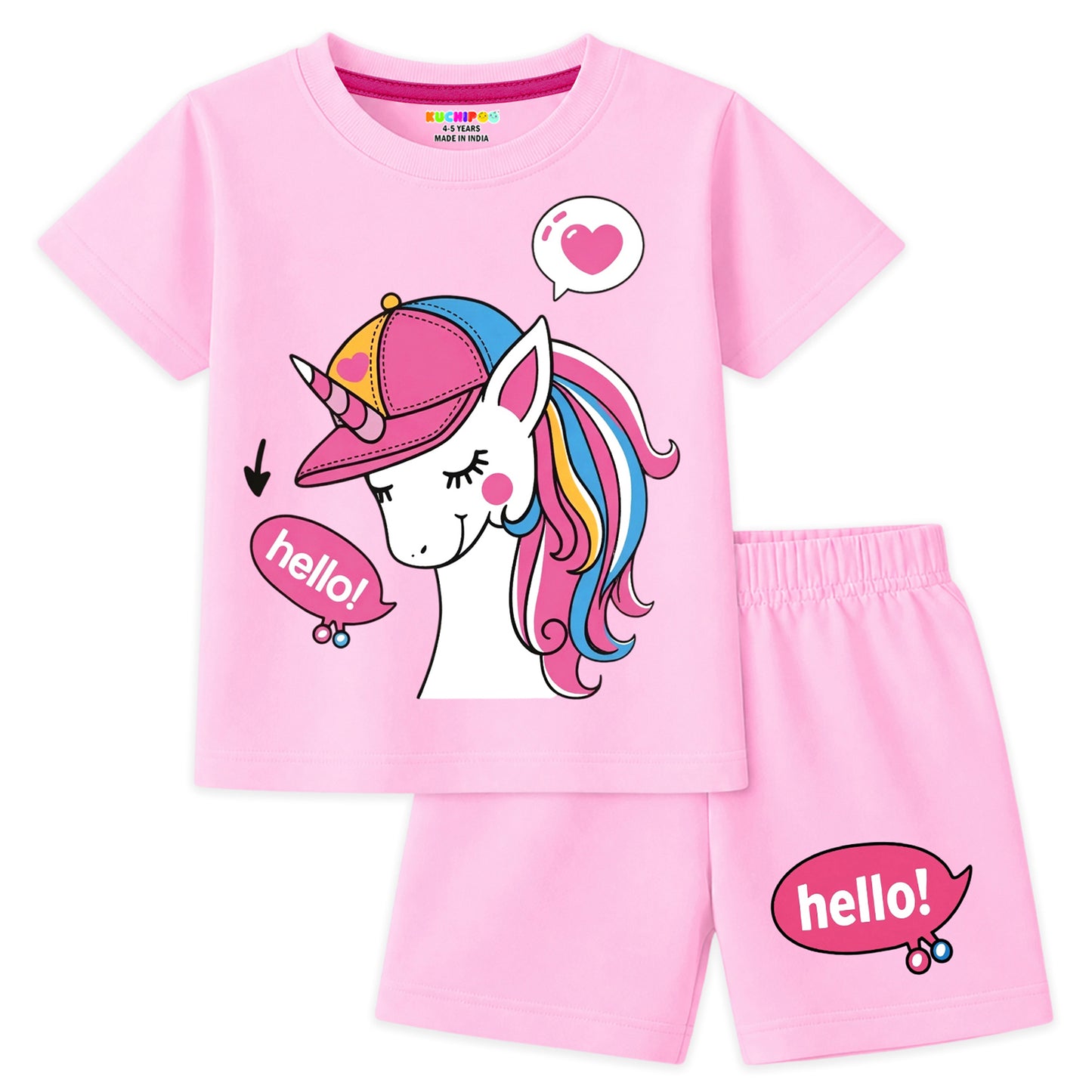 Kuchipoo Girls Cotton T-Shirt & Shorts | Printed Summer Wear Set | Soft & Comfortable Kids Clothing | Pack of 3