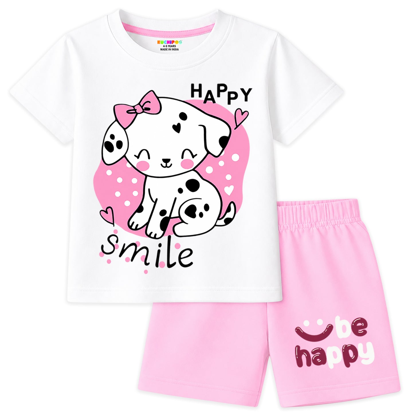 Kuchipoo Girls Cotton T-Shirt & Shorts | Printed Summer Wear Set | Soft & Comfortable Kids Clothing | Pack of 3
