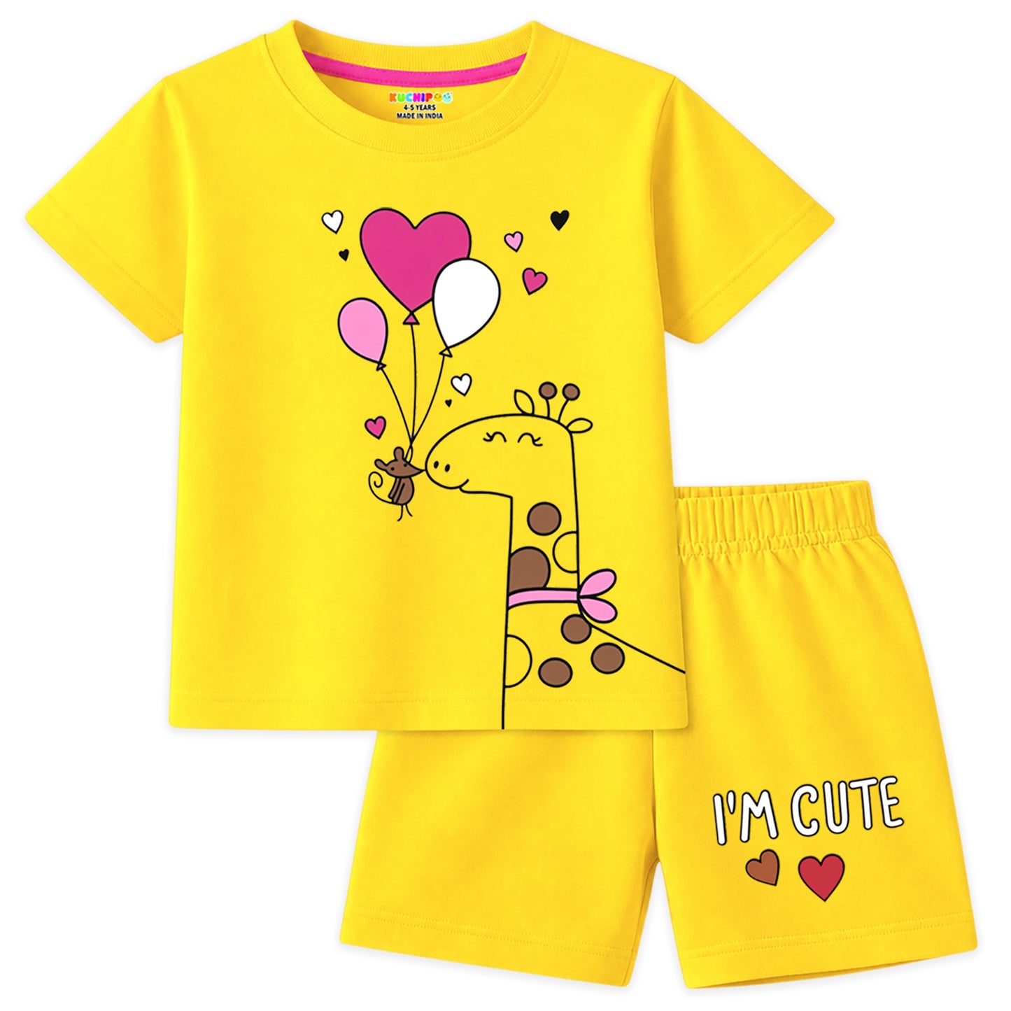 Kuchipoo Girls Cotton T-Shirt & Shorts | Printed Summer Wear Set | Soft & Comfortable Kids Clothing | Pack of 3 (Copy)