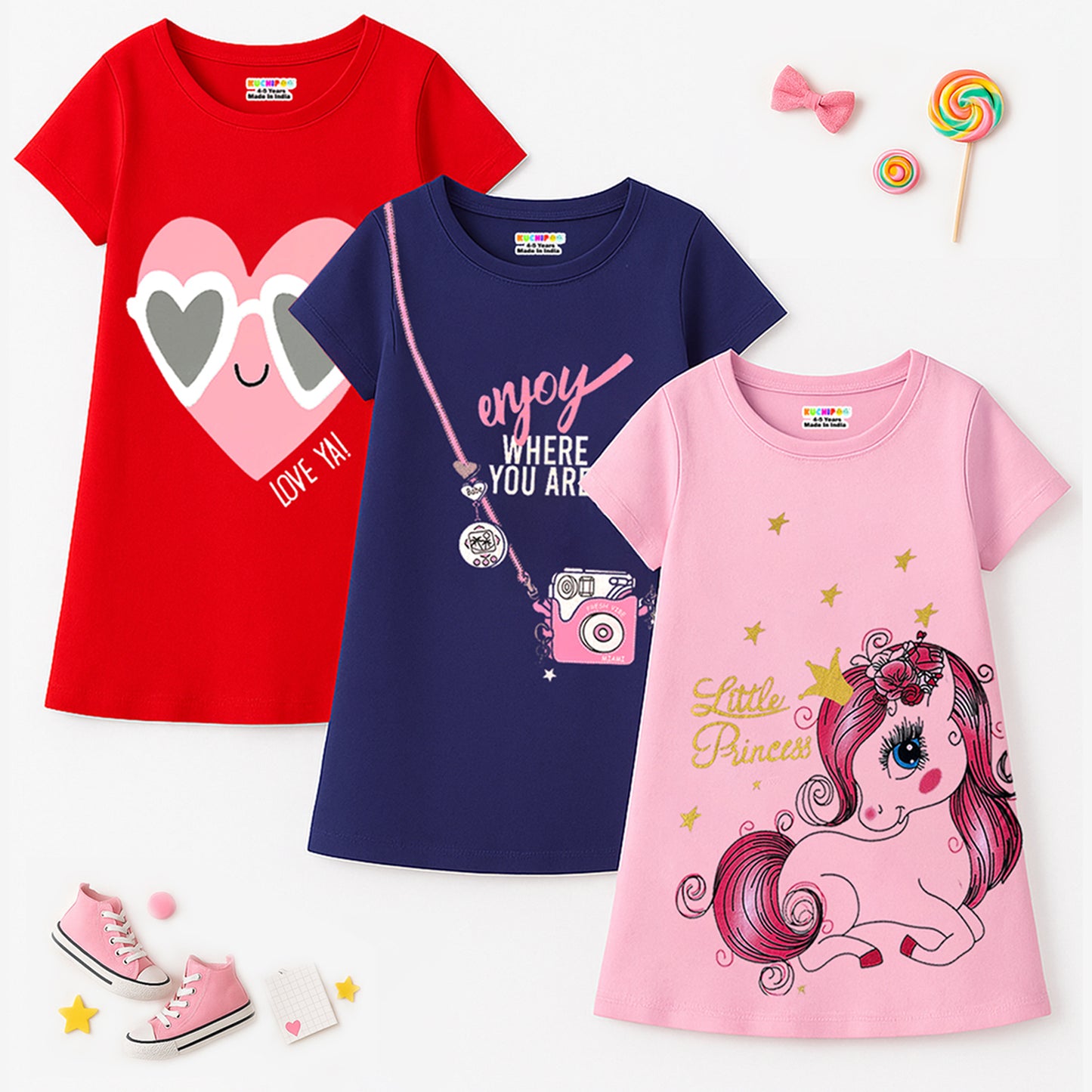 Kuchipoo Girls Regular Fit Half Sleeves Dress