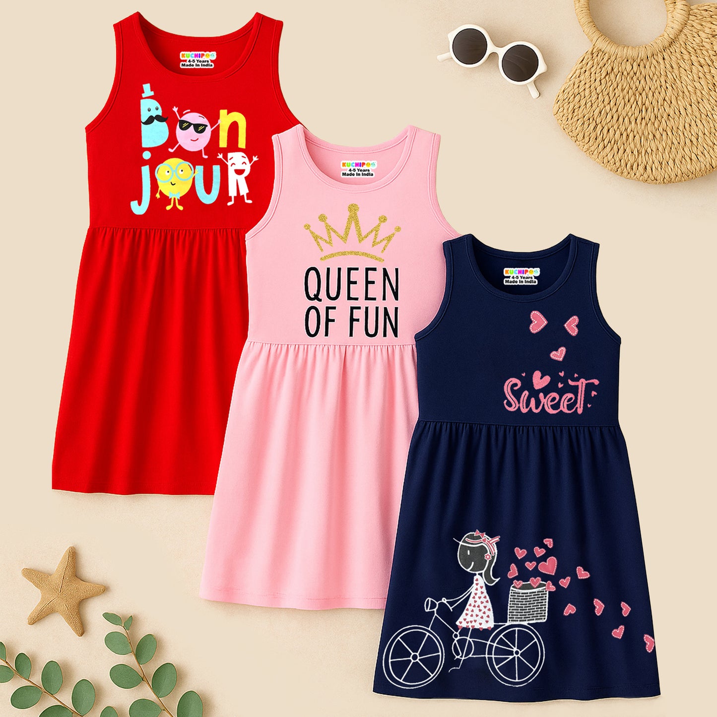 Kuchipoo Girls Regular Fit Sleeveless Dress