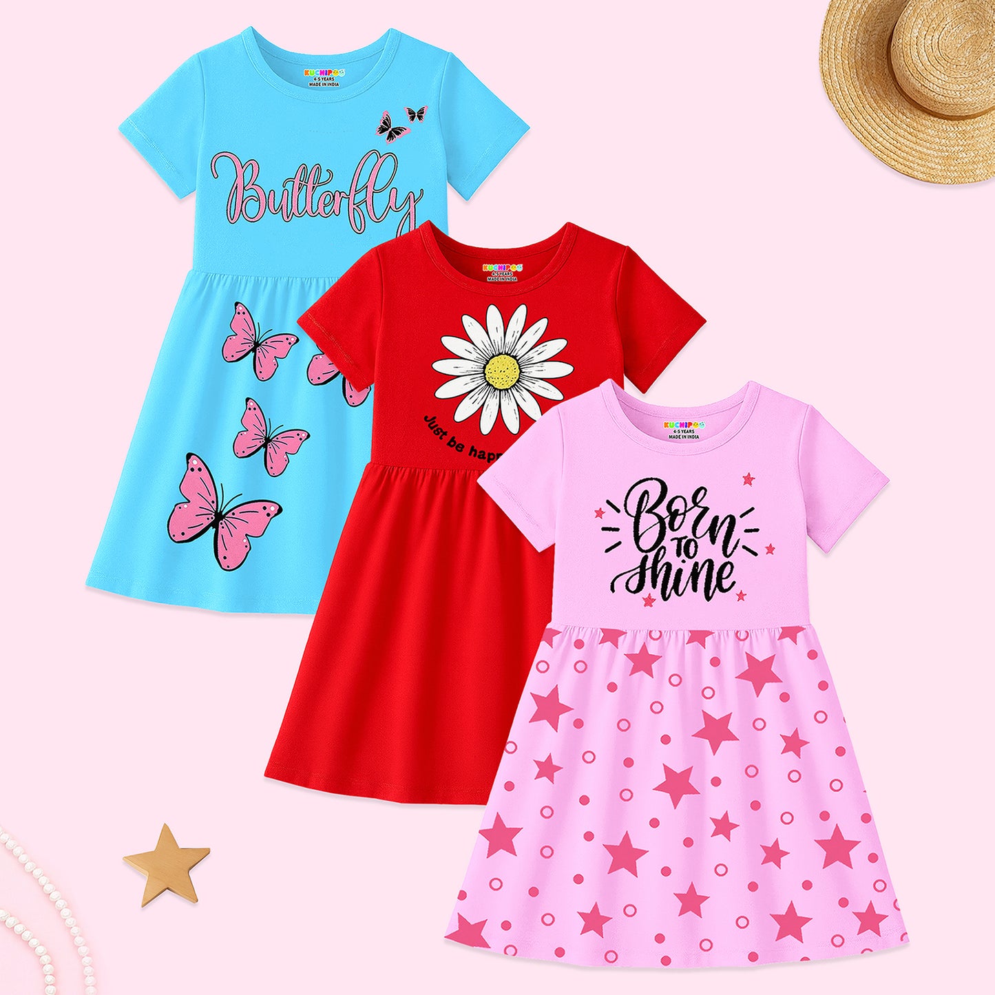 Kuchipoo Girls Regular Fit Cotton Frocks