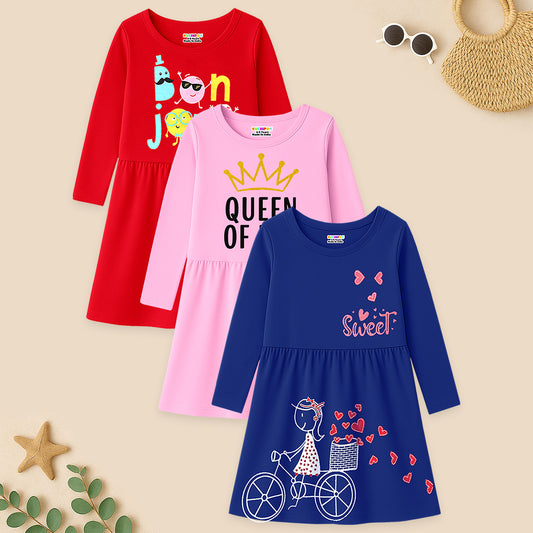 Kuchipoo Girls Regular Fit Full Sleeves Dress