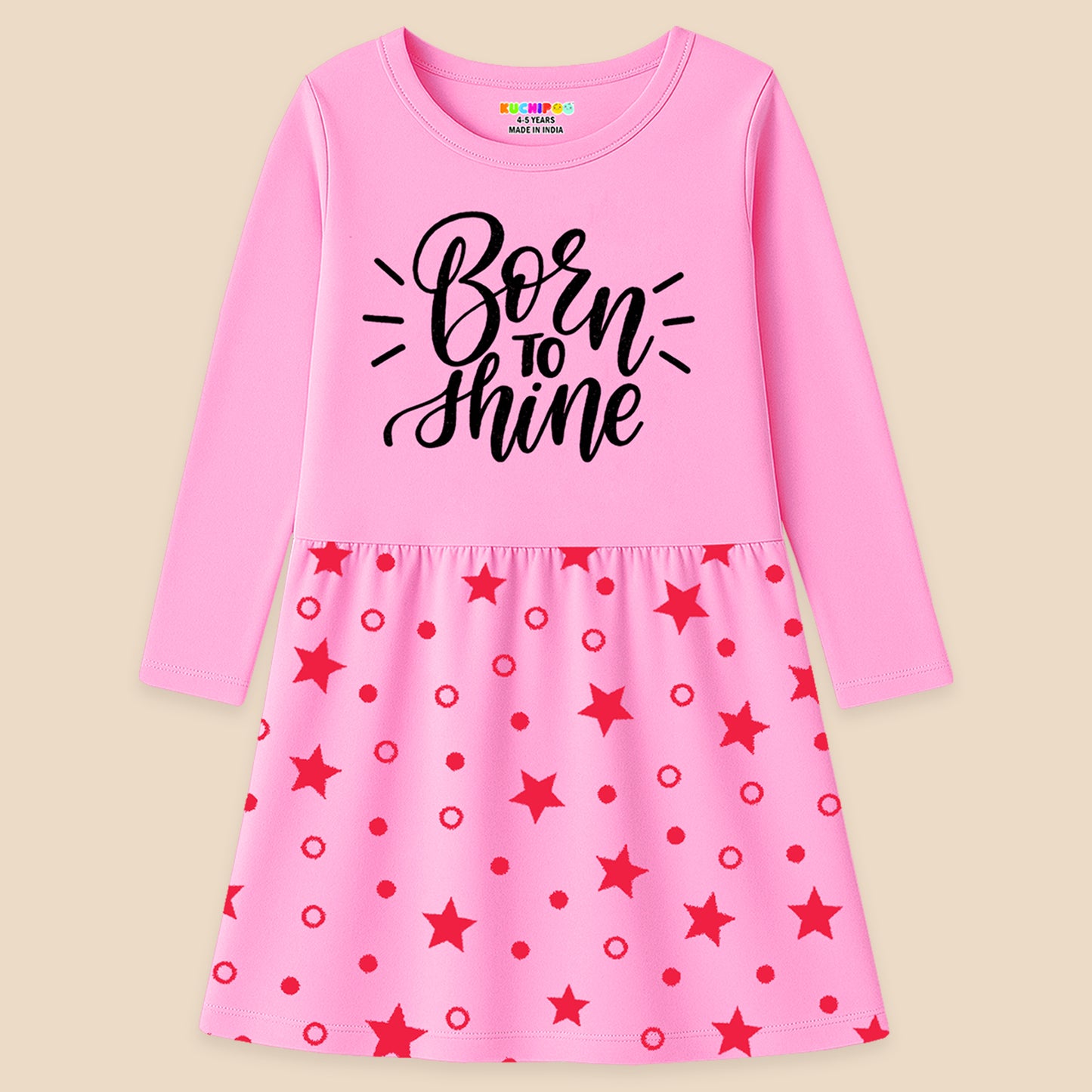 Kuchipoo Girls Full Sleeves Cotton Dress - Pack of 3