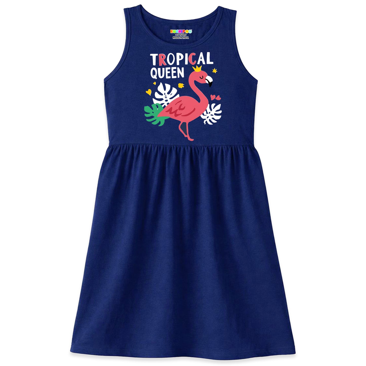 Kuchipoo Girls Sleeveless Cotton Frock Dress | Printed Summer Dresses for Girls | Unicorn, Love & Floral Designs - Pack of 3