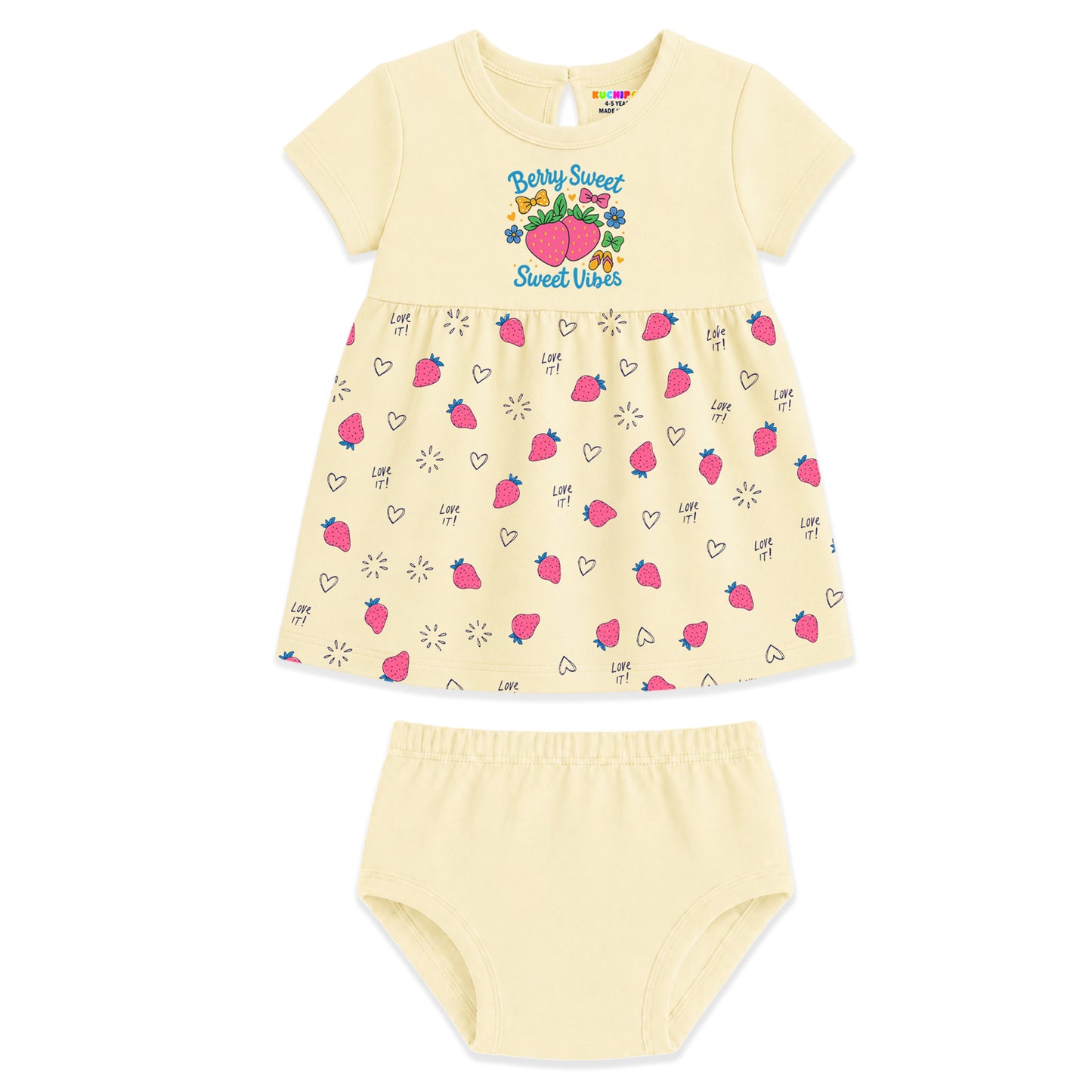 Kuchipoo Baby Girls 100% Cotton Frock and Panty Set - Pack of 3