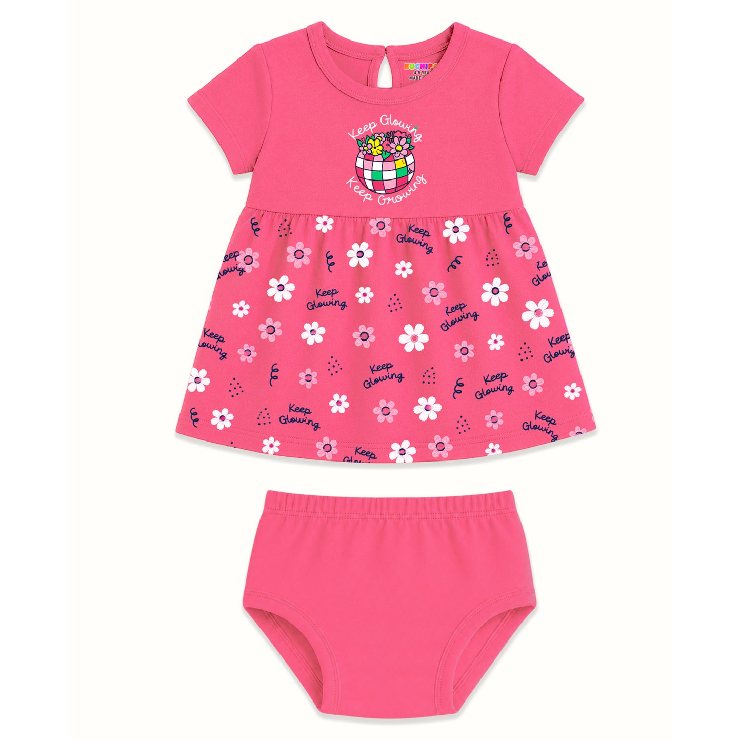 Kuchipoo Baby Girls 100% Cotton Frock and Panty Set - Pack of 3