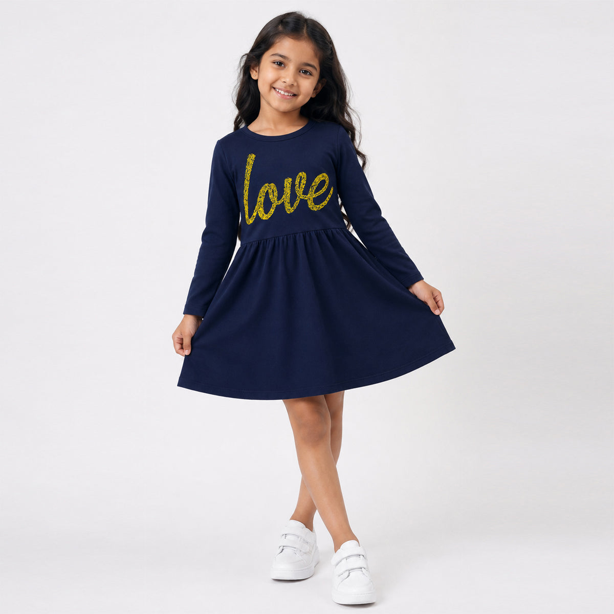 Kuchipoo Girls Cotton Printed Dresses Pack of 3 | Full Sleeve Round Neck Casual Frocks | Soft & Comfortable Everyday Wear for Kids