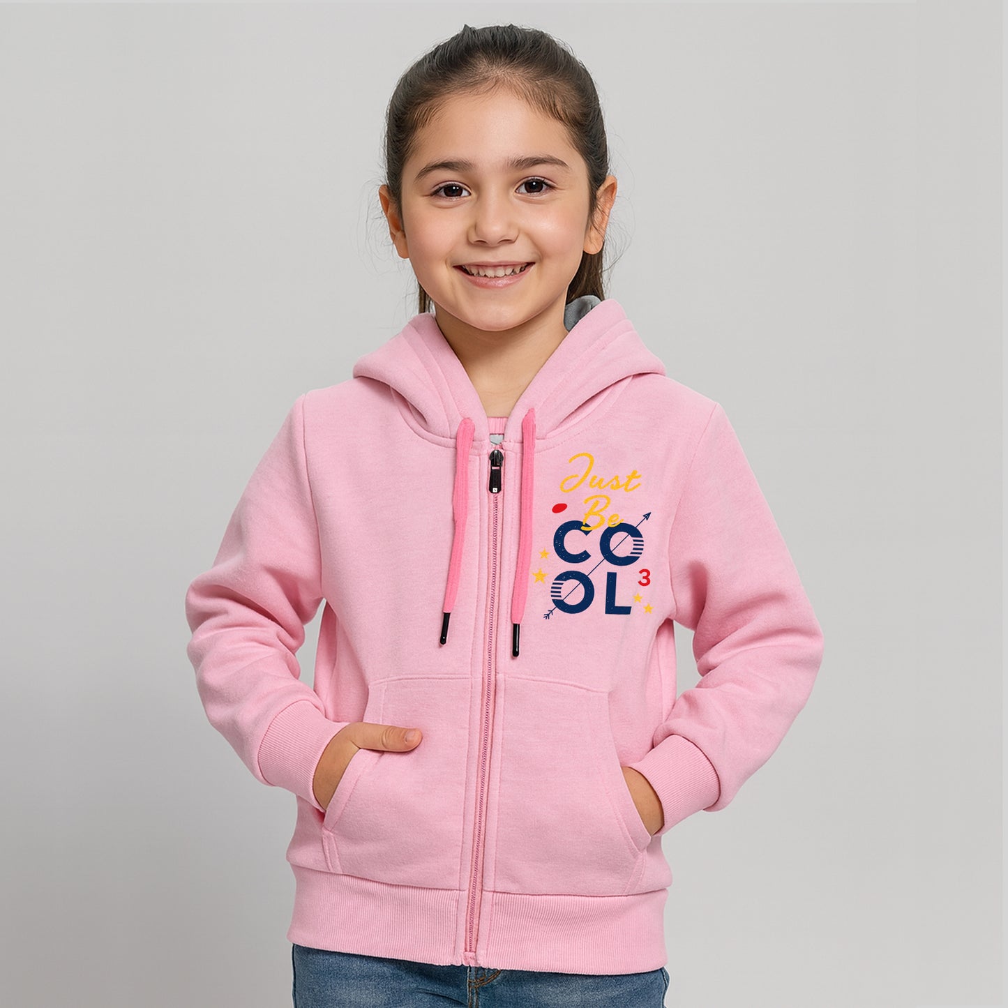 Kuchipoo Girls Zipper Hoodie with Front Pocket