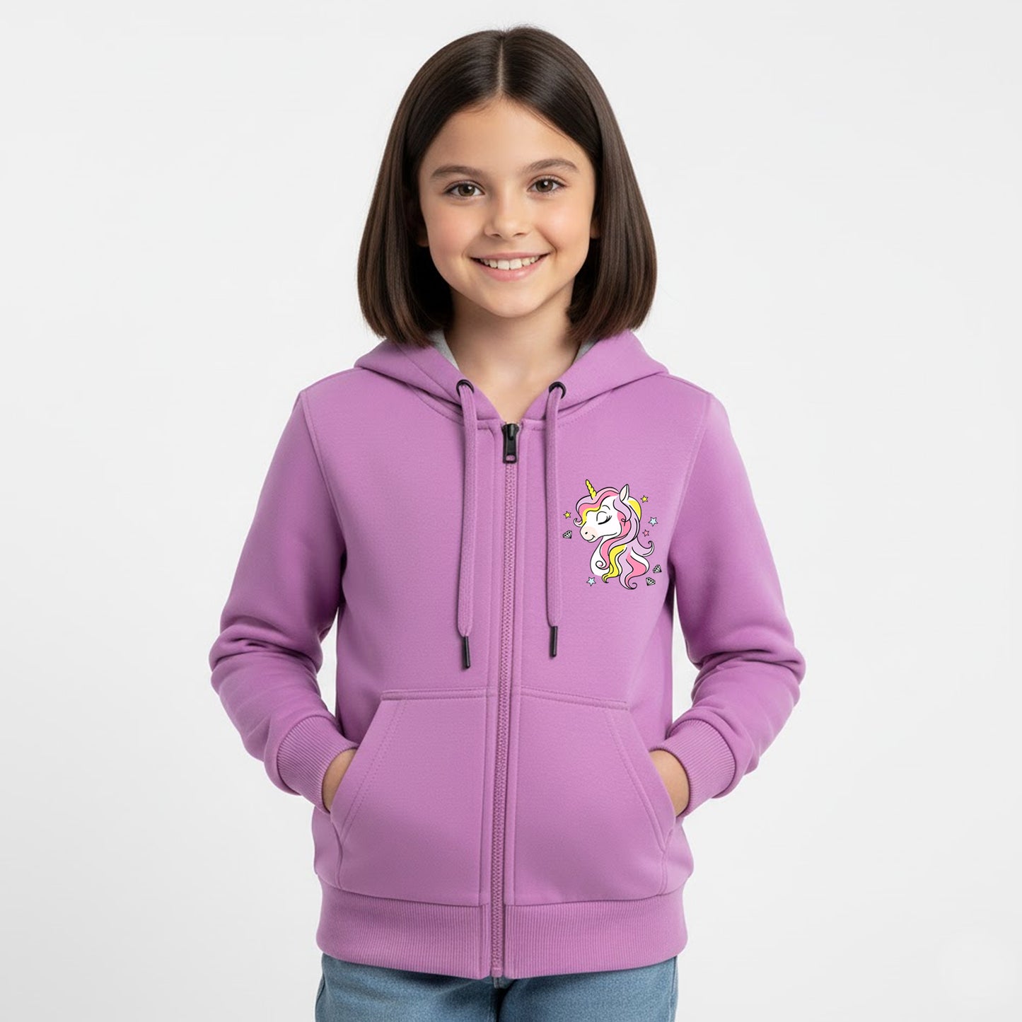Kuchipoo Girls Zipper Hoodie with Front Pocket