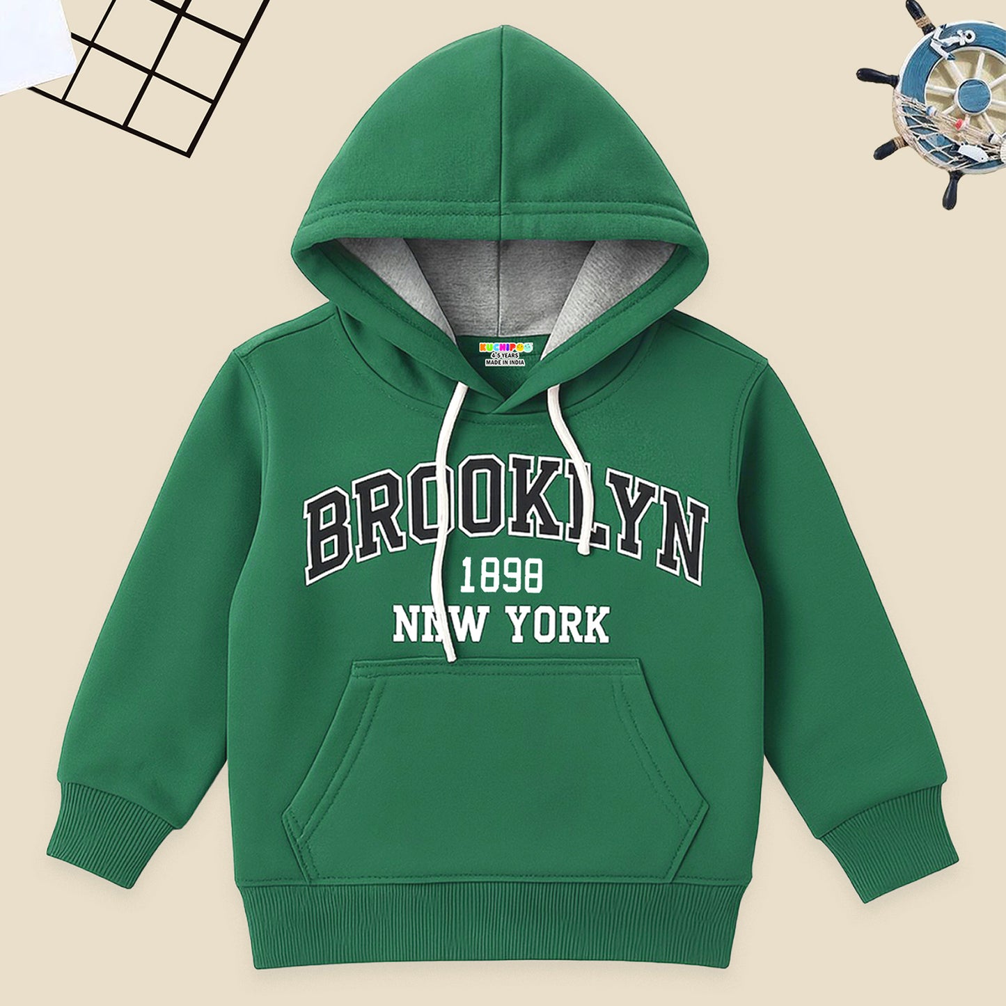 Kuchipoo Boys Regular Fit Hoodie with Front Pocket