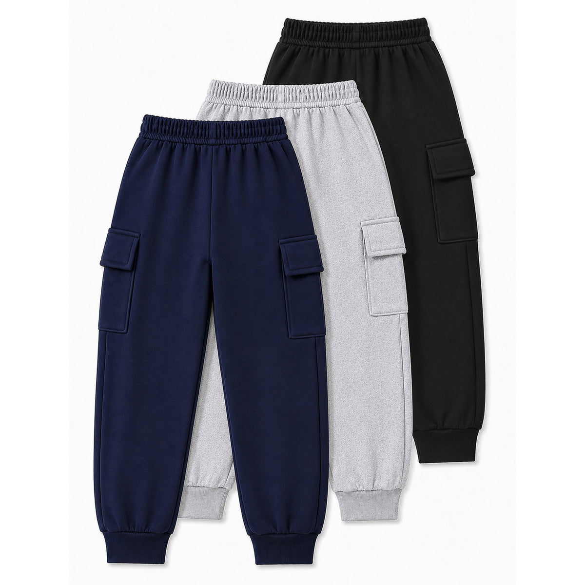 Kuchipoo Boys 4 Pockets Cargo Joggers - Pack of 3