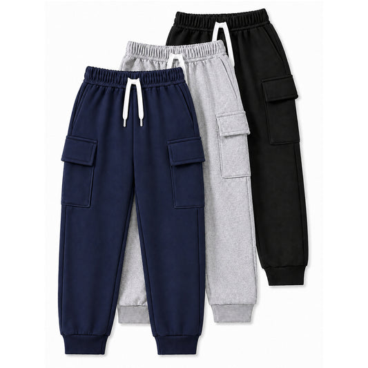 Kuchipoo Boys 4 Pockets Cargo Joggers - Pack of 3