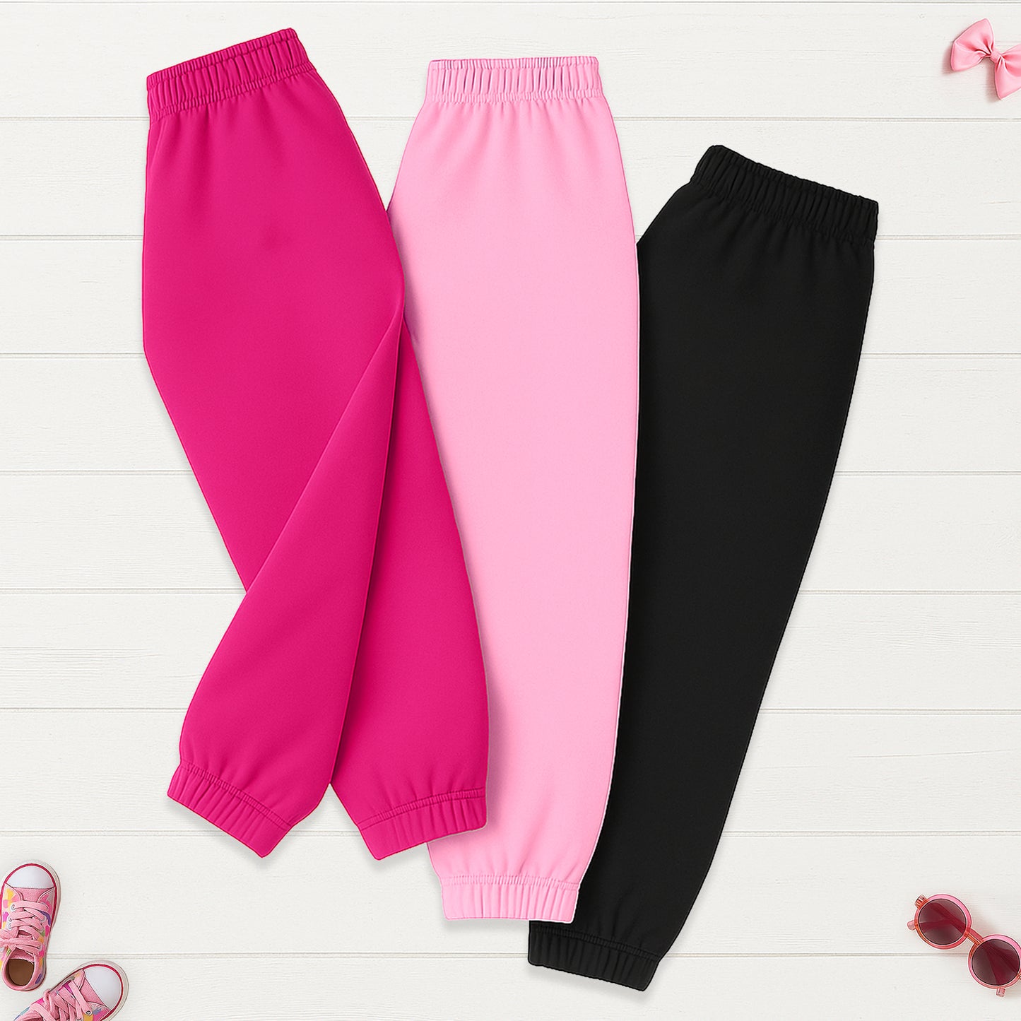 Kuchipoo Girls Pyjamas Joggers Set-Pack of 3