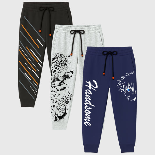 Kuchipoo Boys Regular Fit Track Pants - Pack of 3
