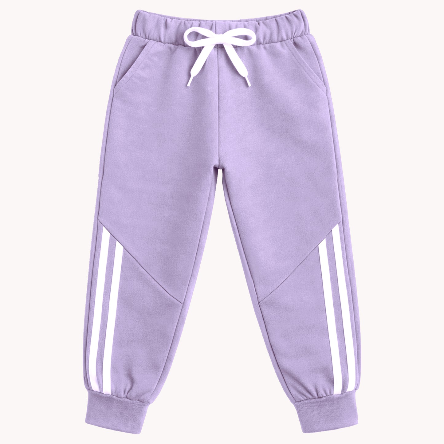 Kuchipoo Girls Cotton Jogger Pants with Side Stripe Design, Elastic Waist & Drawstring – Soft & Comfortable Track Pants for Kids – Pack of 3