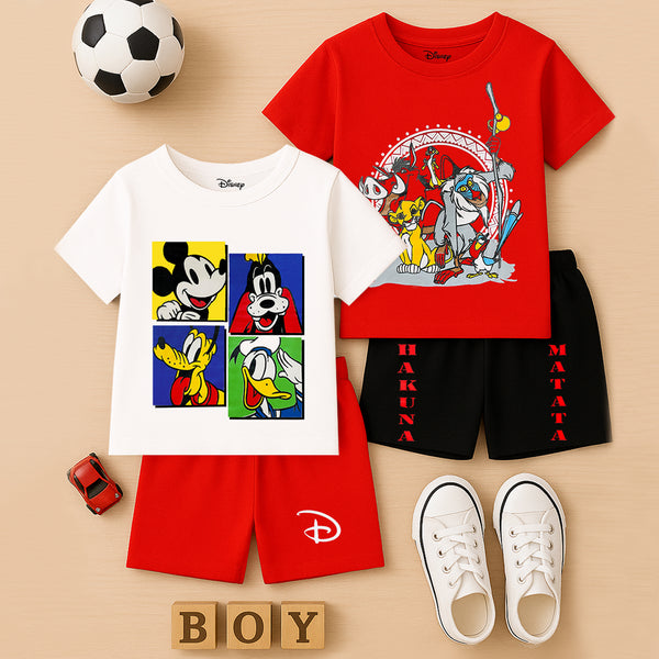 KUCHIPO @ DISNEY  BOYS HALF SLEEVES T-SHIRTS AND SHORTS SET