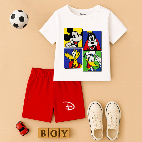KUCHIPO @ DISNEY  BOYS HALF SLEEVES T-SHIRTS AND SHORTS SET