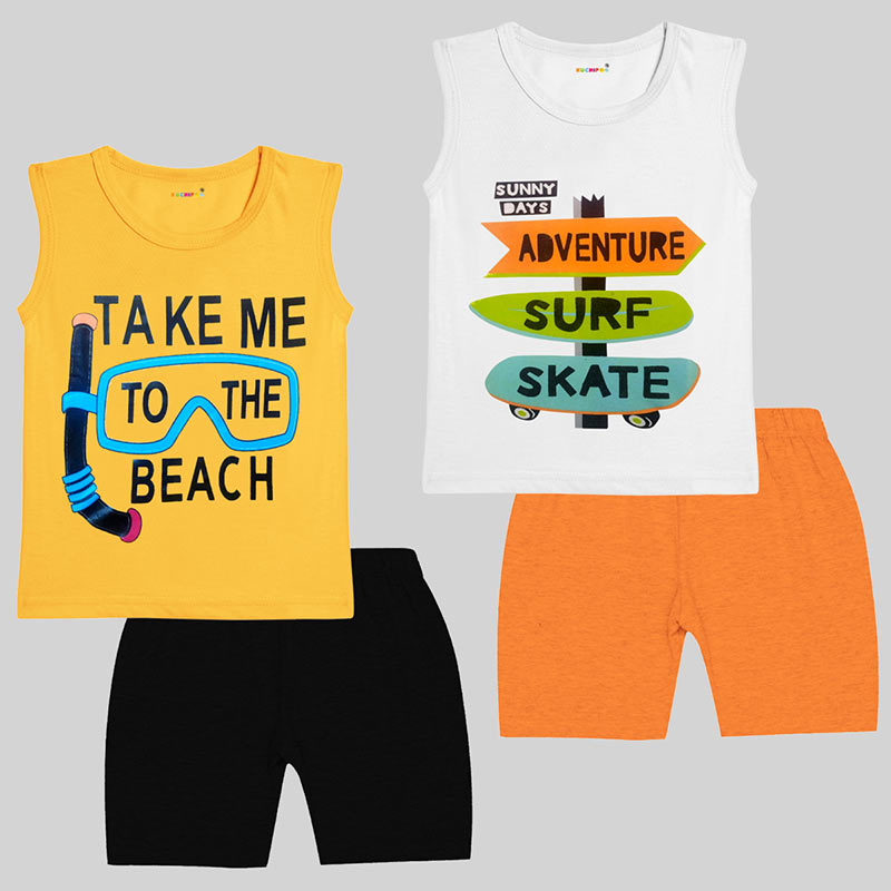 KUCHIPOO BOYS SLEEVELESS T-SHIRTS AND SHORTS SET