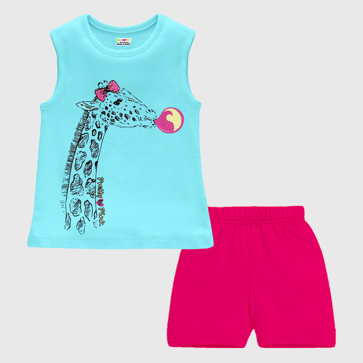 KUCHIPOO GIRLS SLEEVELESS T-SHIRTS AND SHORTS SET