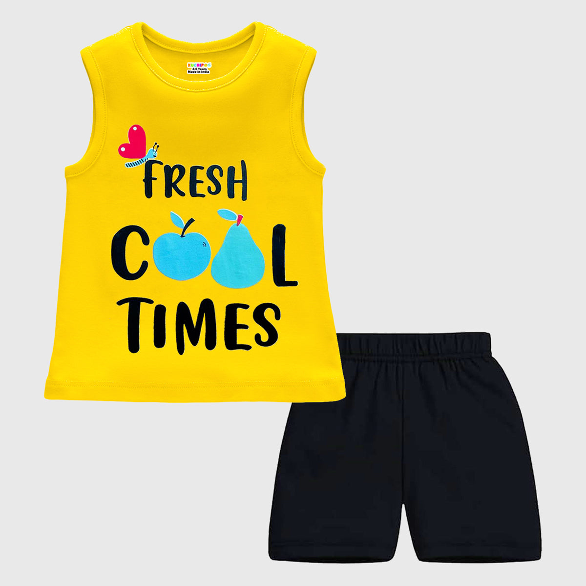 KUCHIPOO GIRLS SLEEVELESS T-SHIRTS AND SHORTS SET