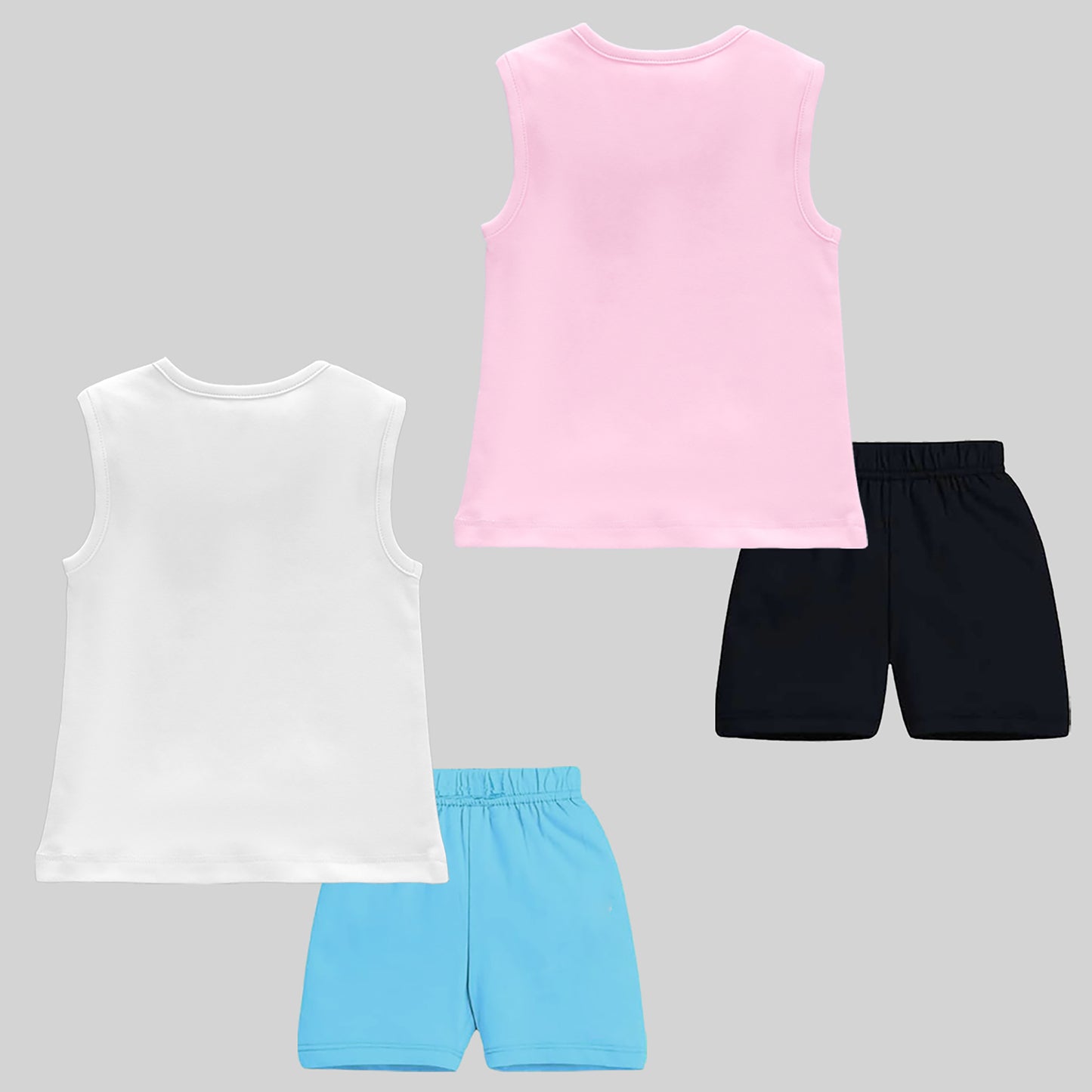 KUCHIPOO GIRLS SLEEVELESS T-SHIRTS AND SHORTS SET