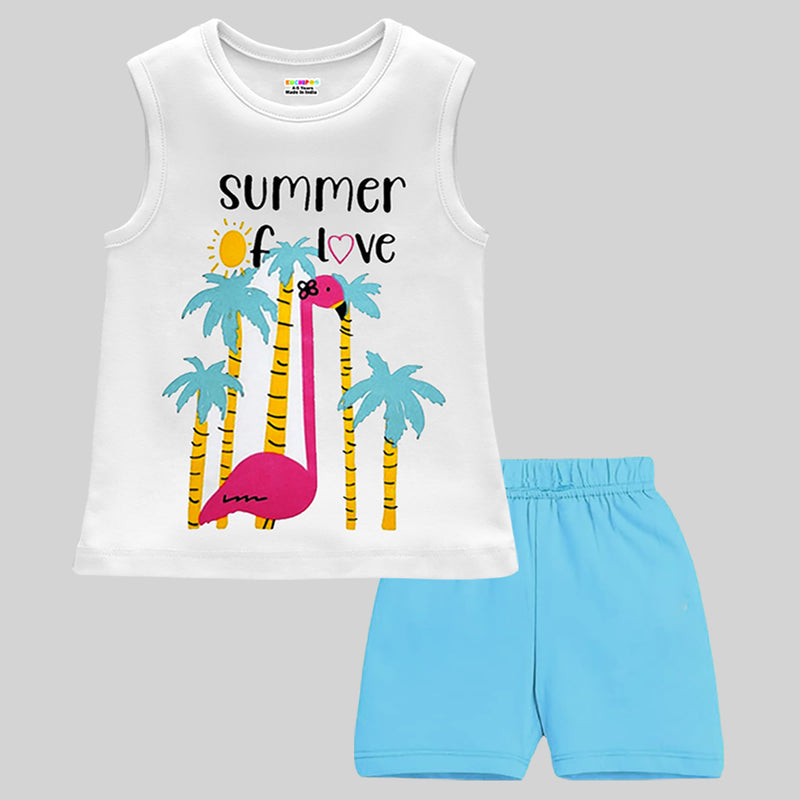 KUCHIPOO GIRLS SLEEVELESS T-SHIRTS AND SHORTS SET