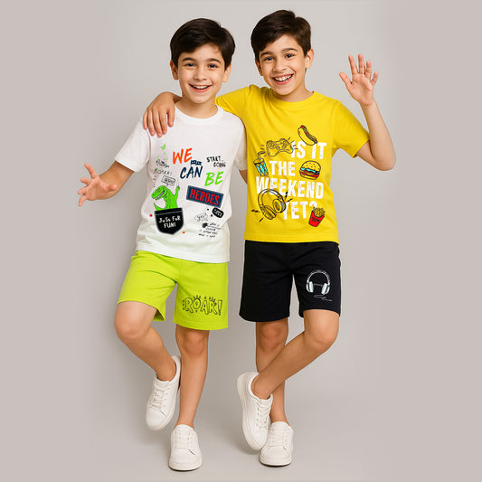 KUCHIPOO BOYS HALF SLEEVES T-SHIRTS AND SHORTS SET