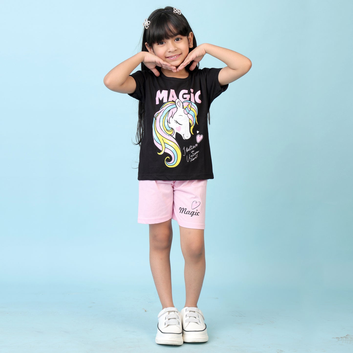 KUCHIPOO GIRLS HALF SLEEVES T-SHIRTS AND SHORTS SET
