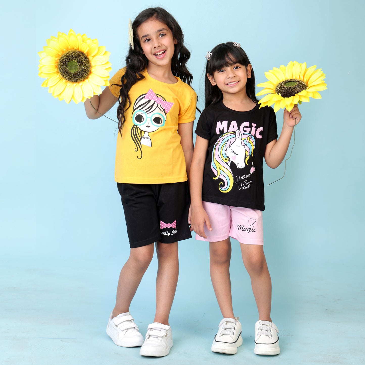 KUCHIPOO GIRLS HALF SLEEVES T-SHIRTS AND SHORTS SET