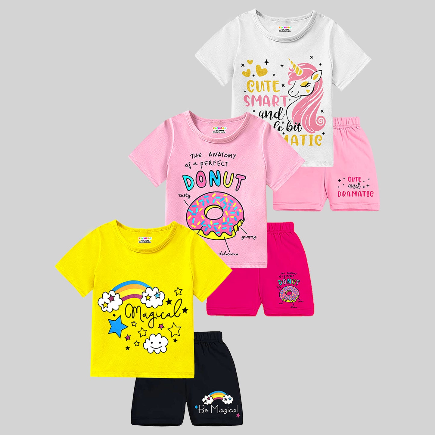 KUCHIPOO GIRLS HALF SLEEVES T-SHIRTS AND SHORTS SET