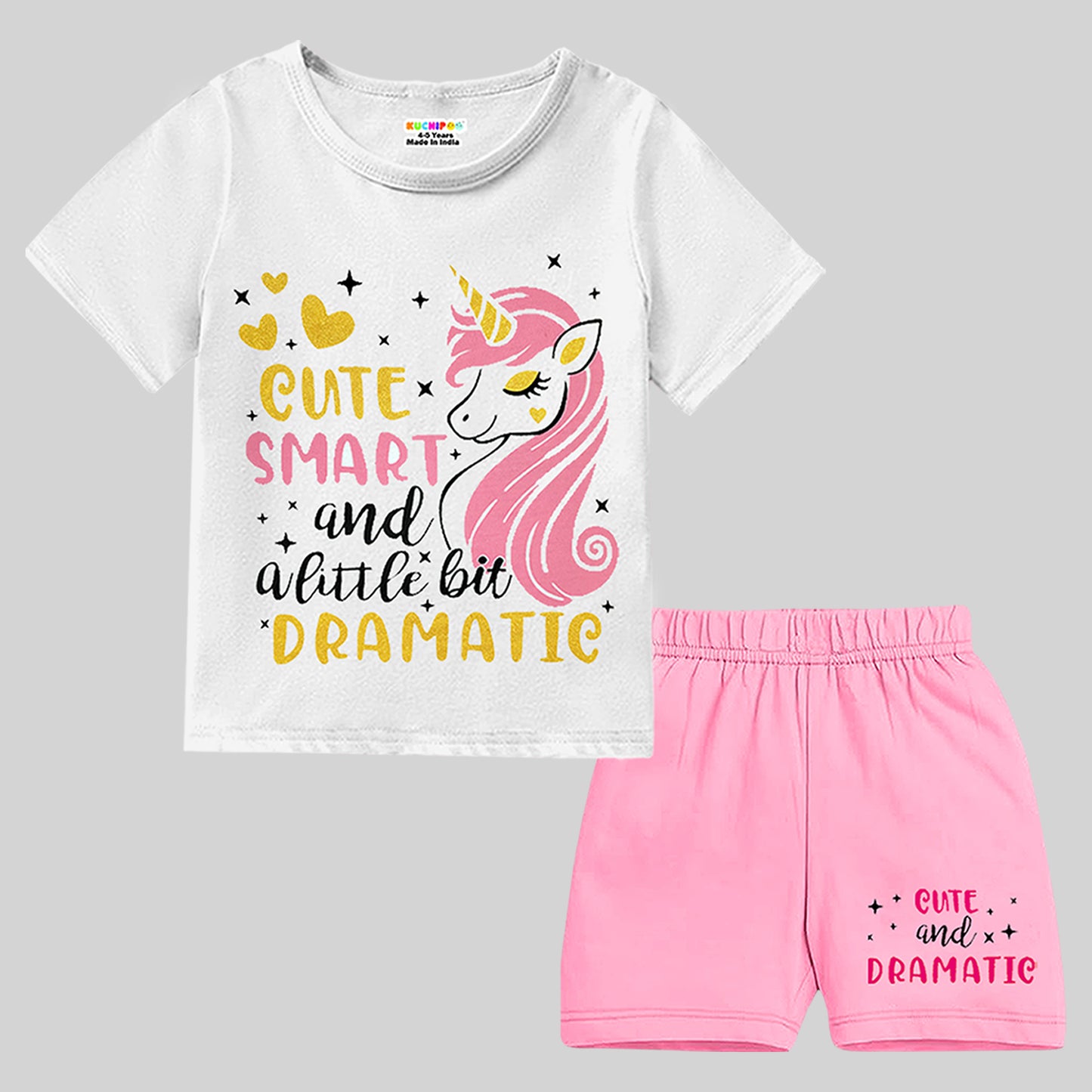 KUCHIPOO GIRLS HALF SLEEVES T-SHIRTS AND SHORTS SET